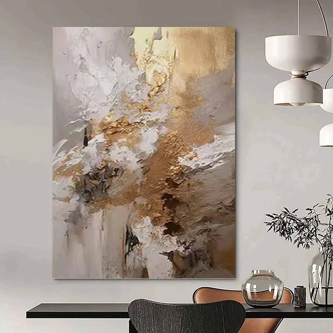 Hand-Painted Elegant Room - oversized minimalist art for studio